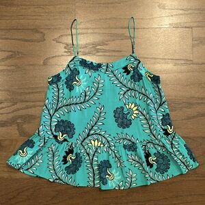 LOFT Petite Green Floral Peplum Strappy Cami - Size XSP